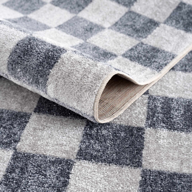 Alie Gray Checkered Washable Area Rug by Hauteloom