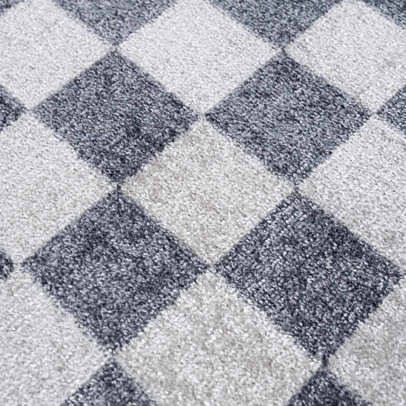 Alie Gray Checkered Washable Area Rug by Hauteloom