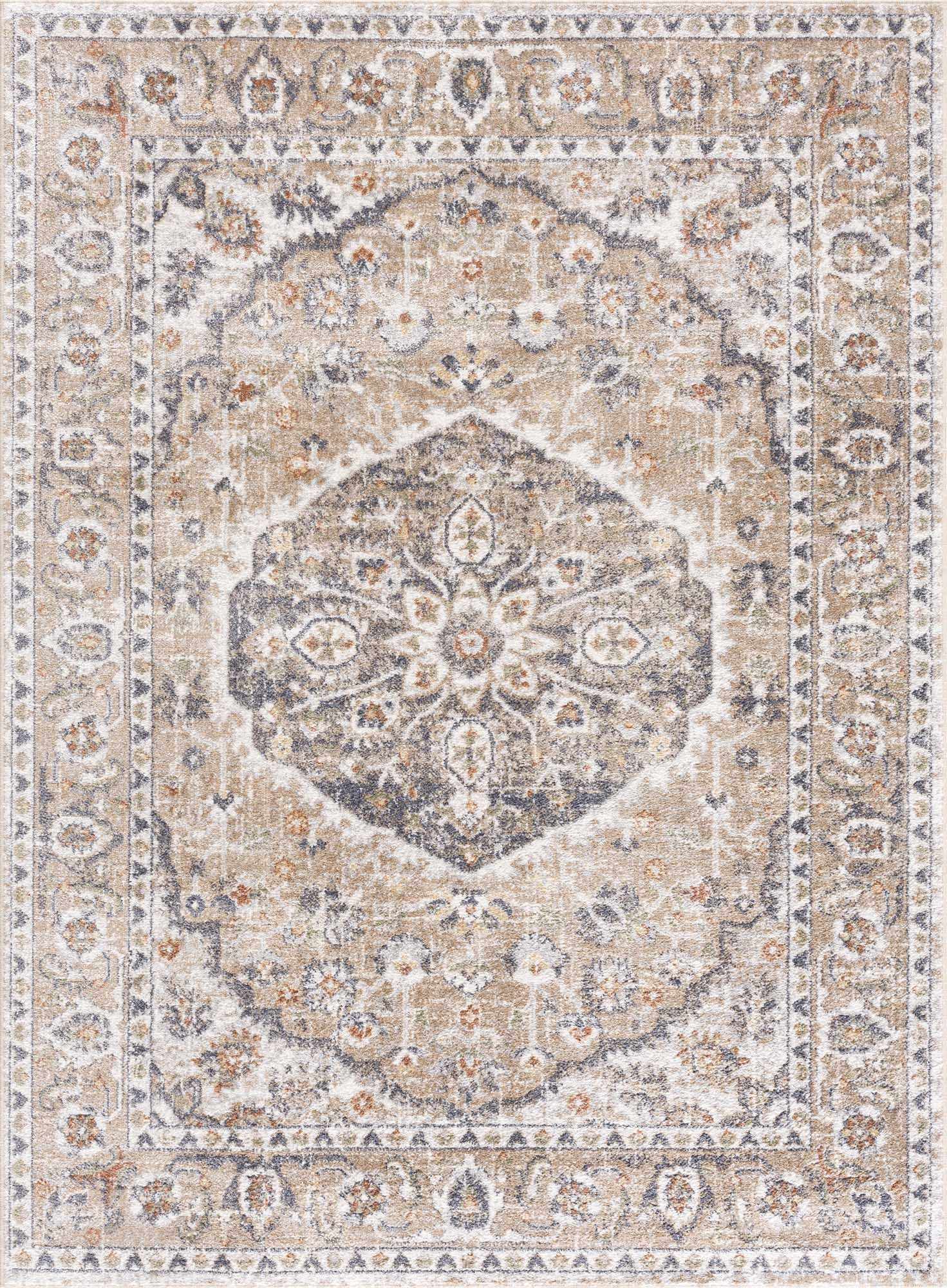 Beige Hiti Washable area rug by Hauteloom