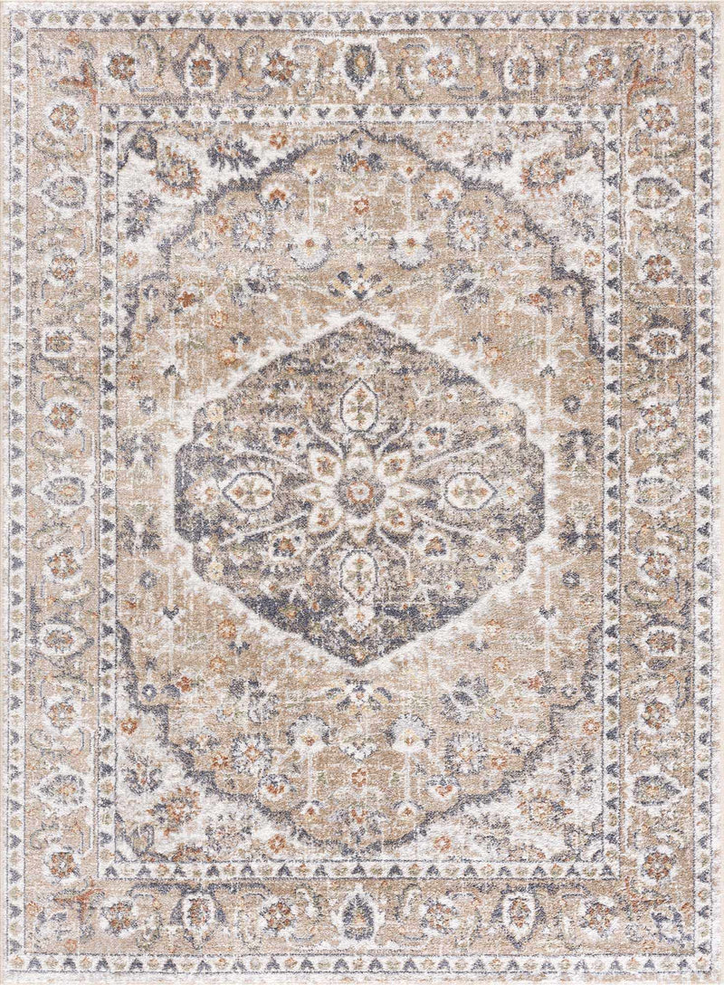 Beige Hiti Washable area rug by Hauteloom