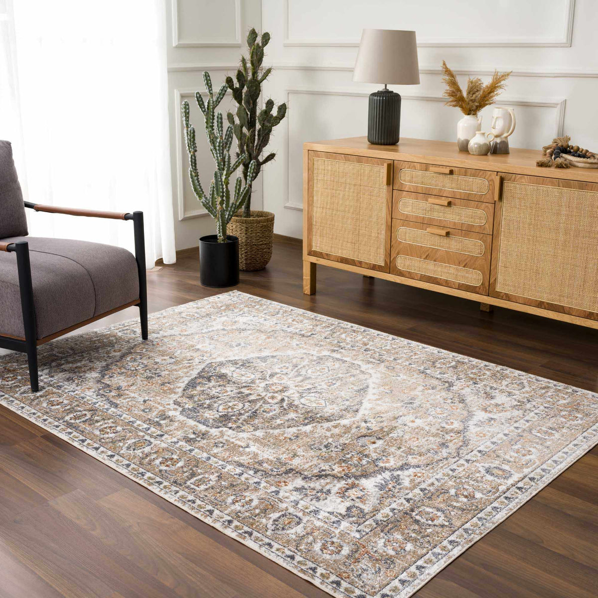 Beige Hiti Washable area rug by Hauteloom