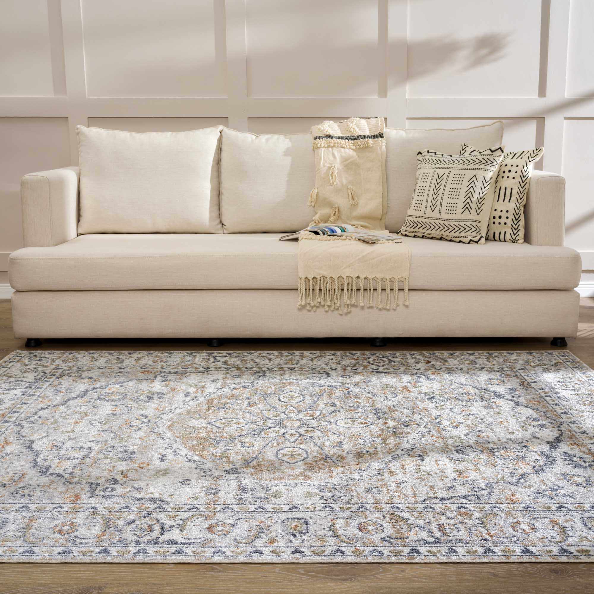 Cream Hiti Washable area rug by Hauteloom