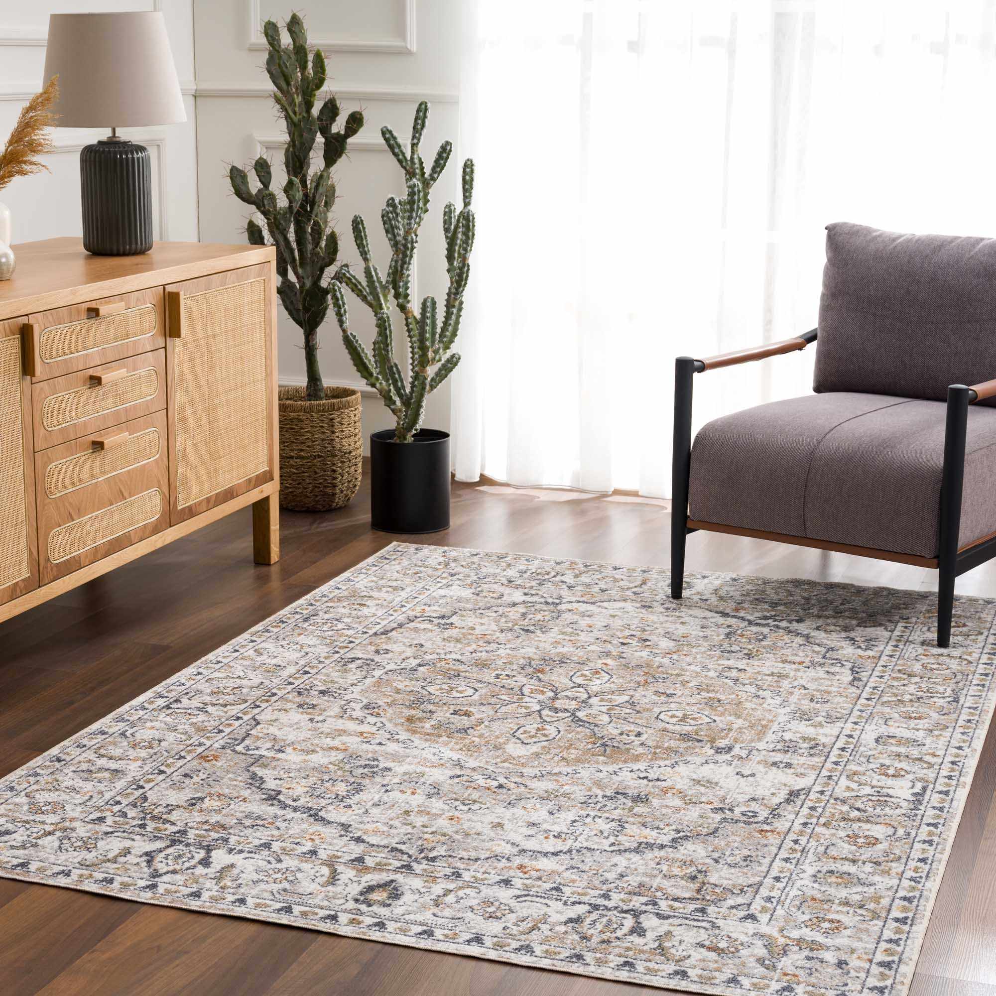 Cream Hiti Washable area rug by Hauteloom
