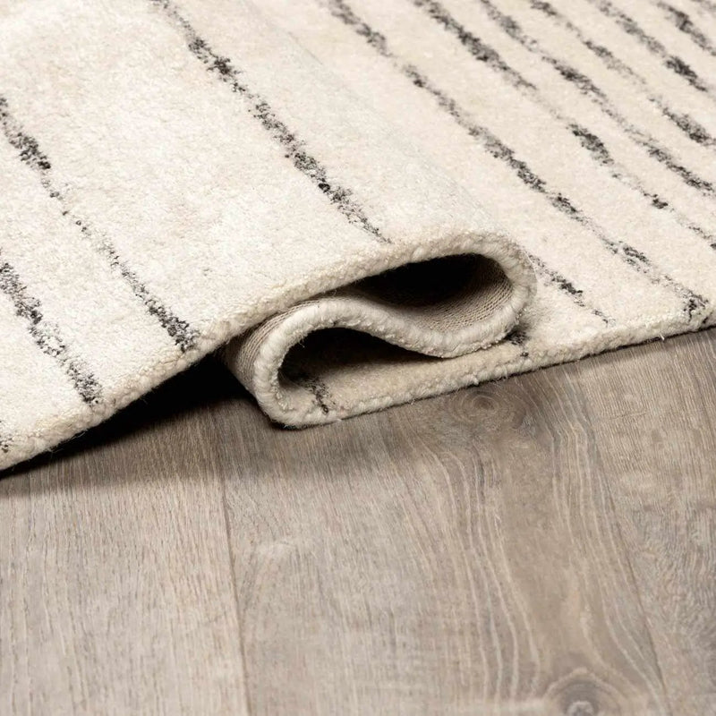 Ellisburg Striped Cream Faux Silk Rug - Clearance by Boutique Rugs