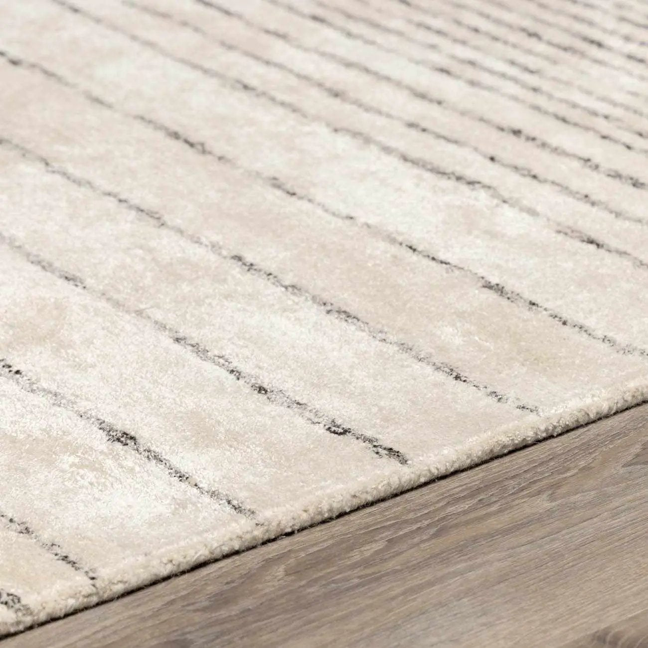 Ellisburg Striped Cream Faux Silk Rug - Clearance by Boutique Rugs