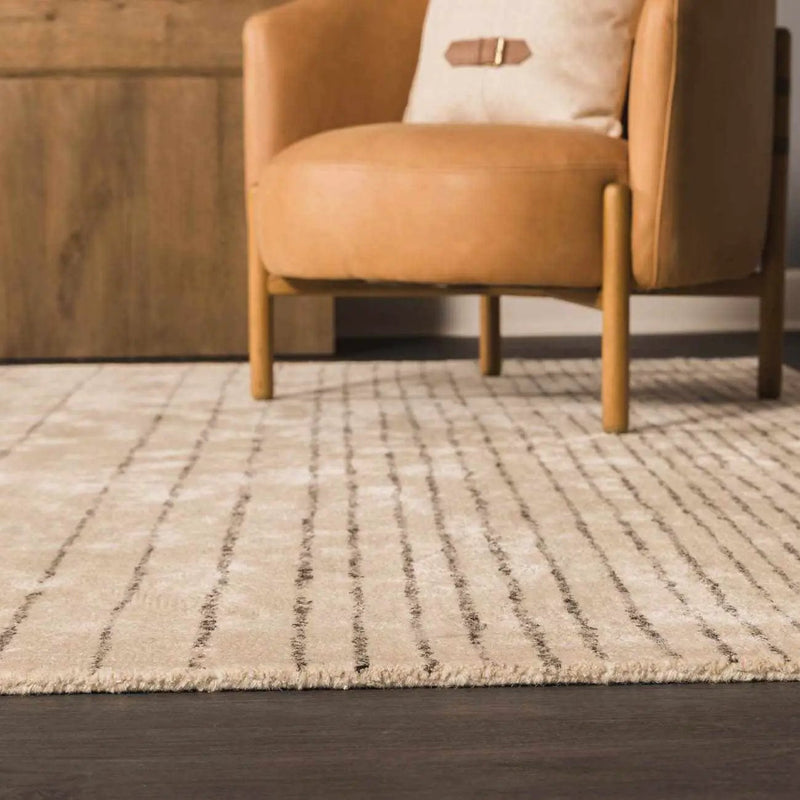 Ellisburg Striped Cream Faux Silk Rug - Clearance by Boutique Rugs