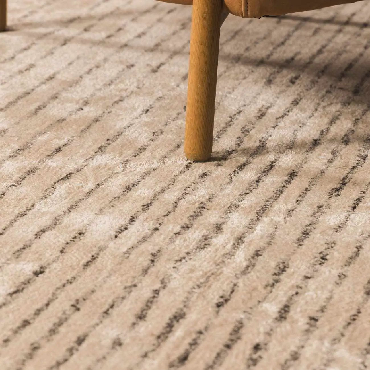 Ellisburg Striped Cream Faux Silk Rug - Clearance by Boutique Rugs