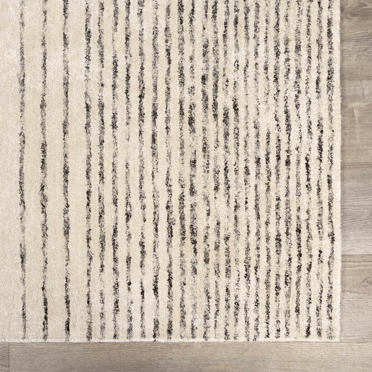 Ellisburg Striped Cream Faux Silk Rug - Clearance by Boutique Rugs