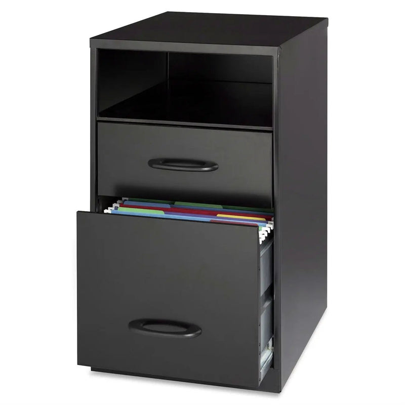 Black Metal 2-Drawer Filing Cabinet with Office Storage Shelf by HomePacific