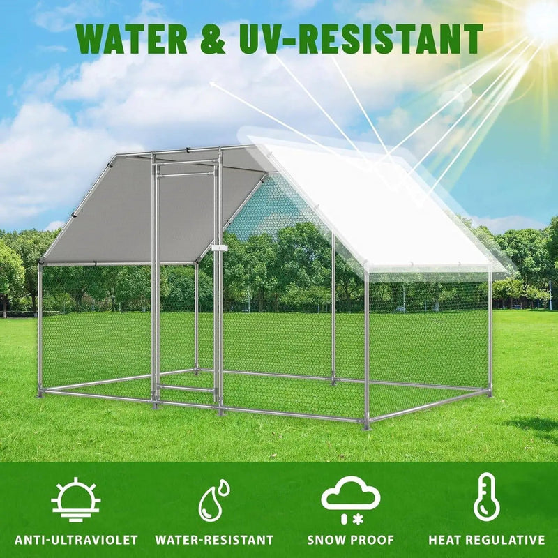10-Ft x 6.5-Ft Outdoor Walk-in Metal Chicken Coop with Water-Resistant Cover by HomePacific