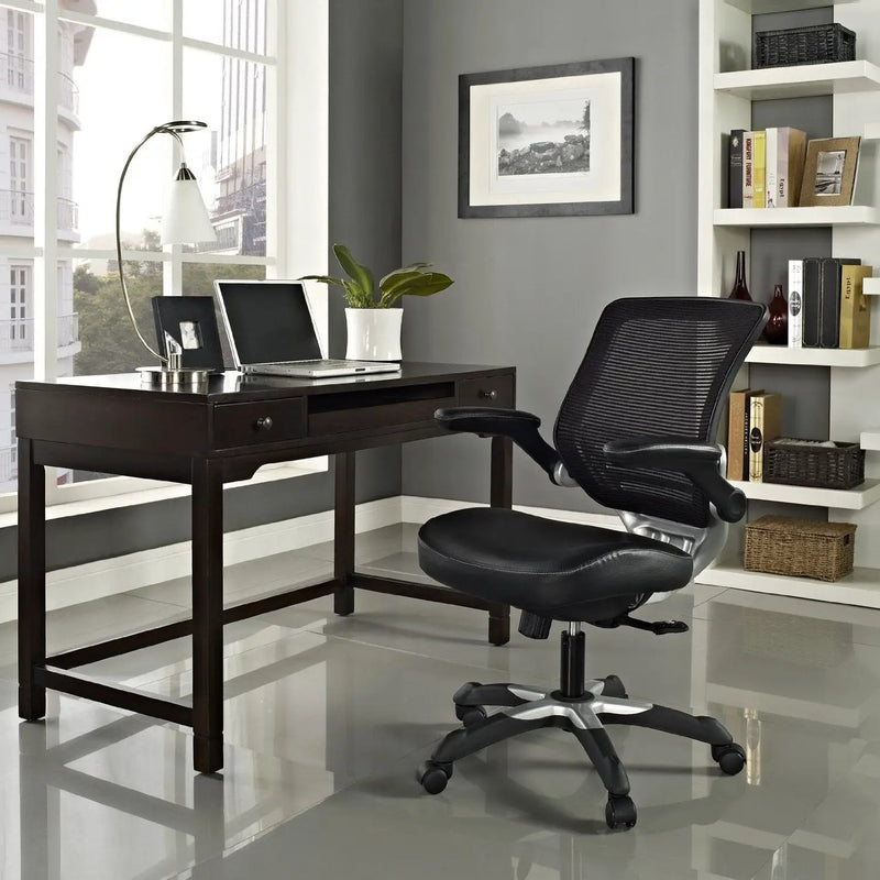 Modern Black Mesh Back Ergonomic Office Chair with Flip-up Arms by HomePacific