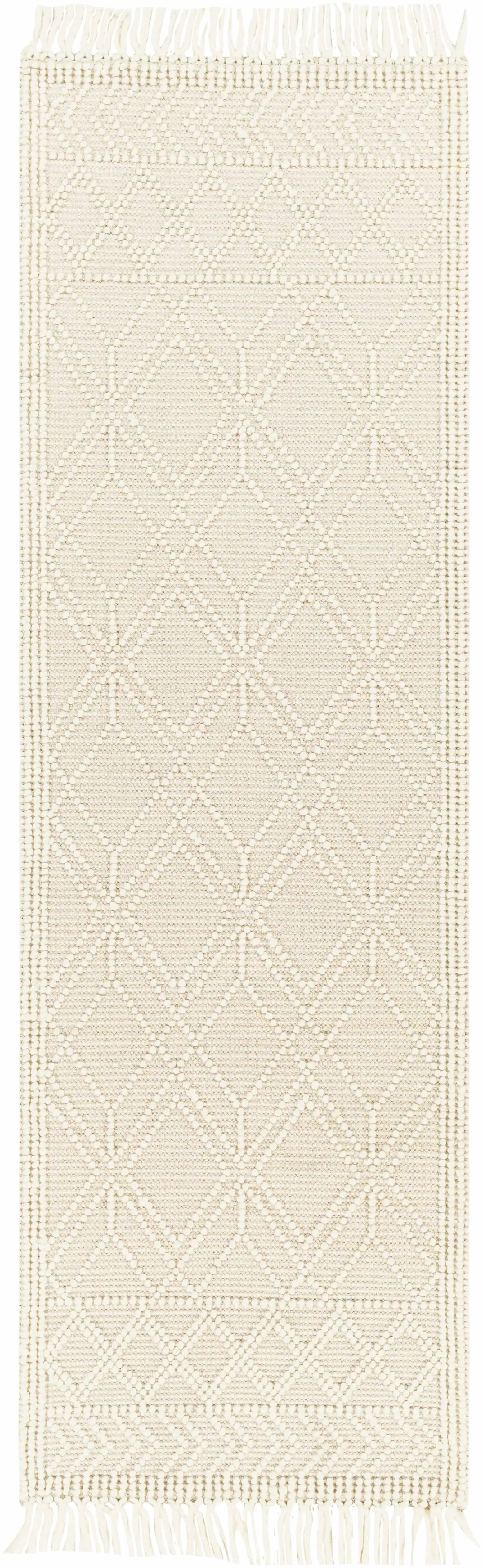 Ramsbury Beige Trellis Wool Rug by Boutique Rugs