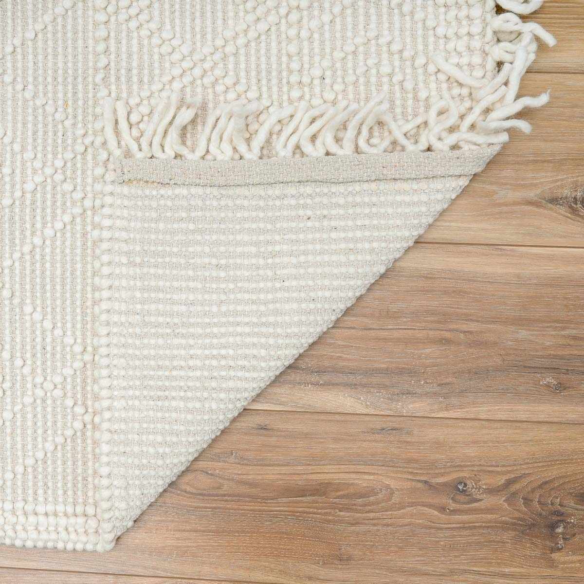 Ramsbury Beige Trellis Wool Rug by Boutique Rugs