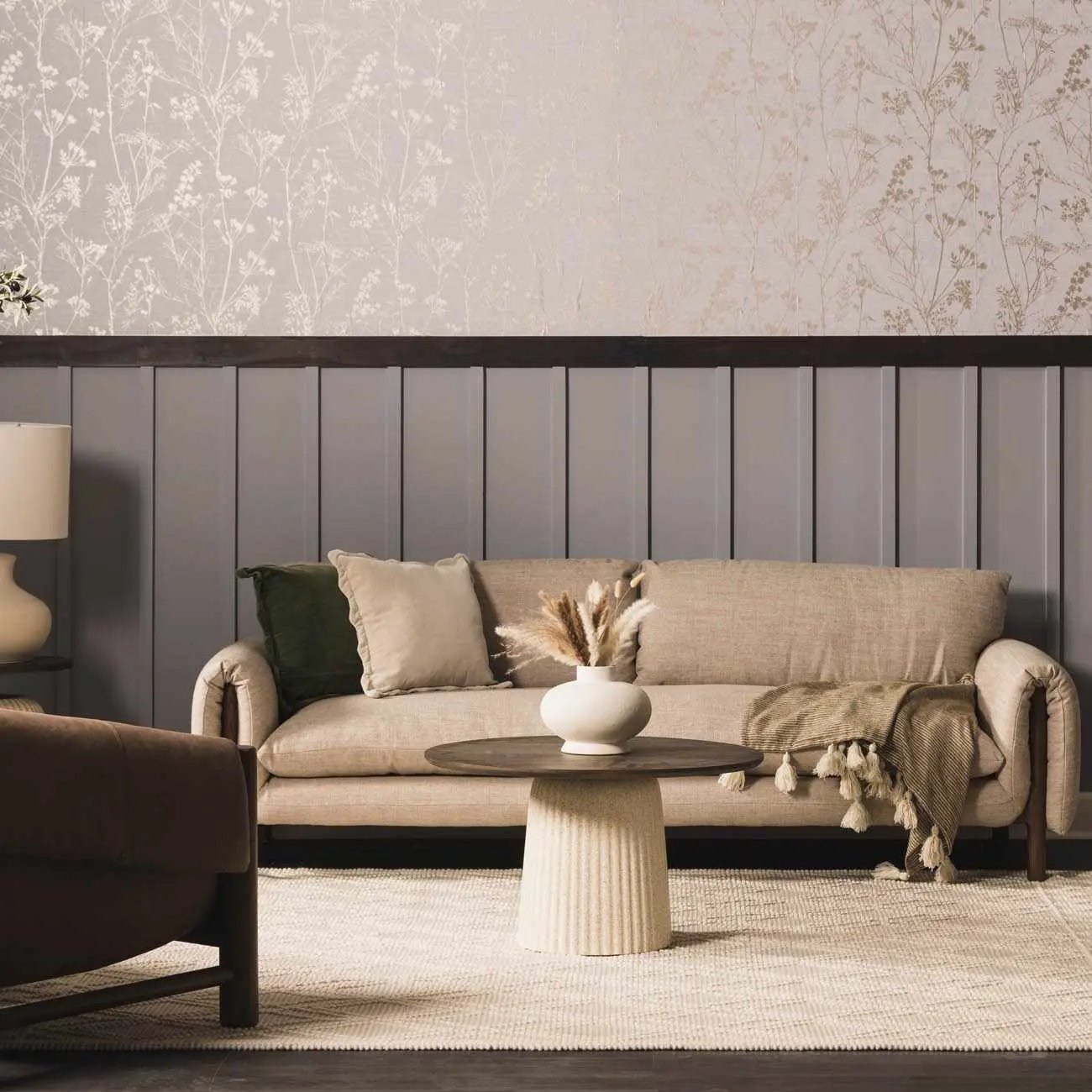 Ramsbury Beige Trellis Wool Rug by Boutique Rugs