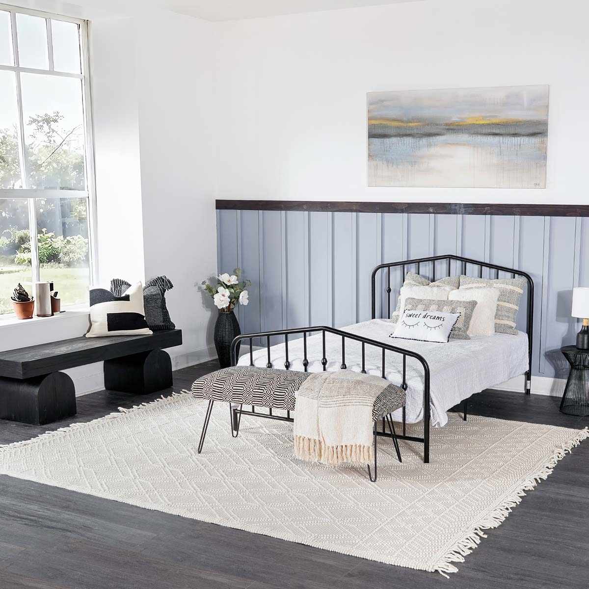 Ramsbury Beige Trellis Wool Rug by Boutique Rugs