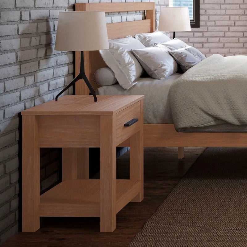 Farmhouse Traditional Rustic Pine Wood 1-Drawer Nightstand Bedside Table by HomePacific