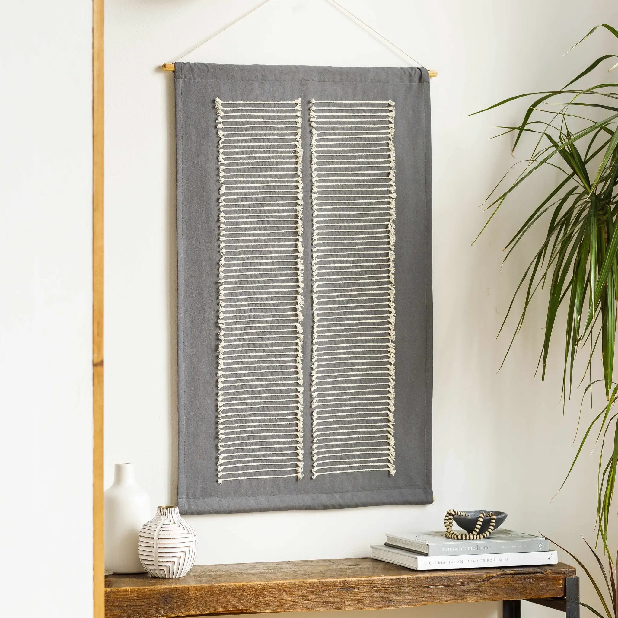 Lopez Navy Cotton Striped Wall Hanging by Boutique Rugs