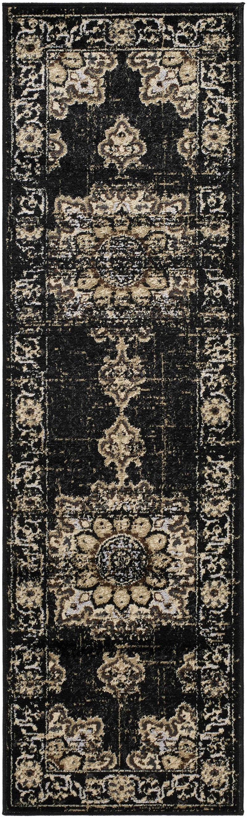 Lostwithiel Black Medallion Rug by Boutique Rugs