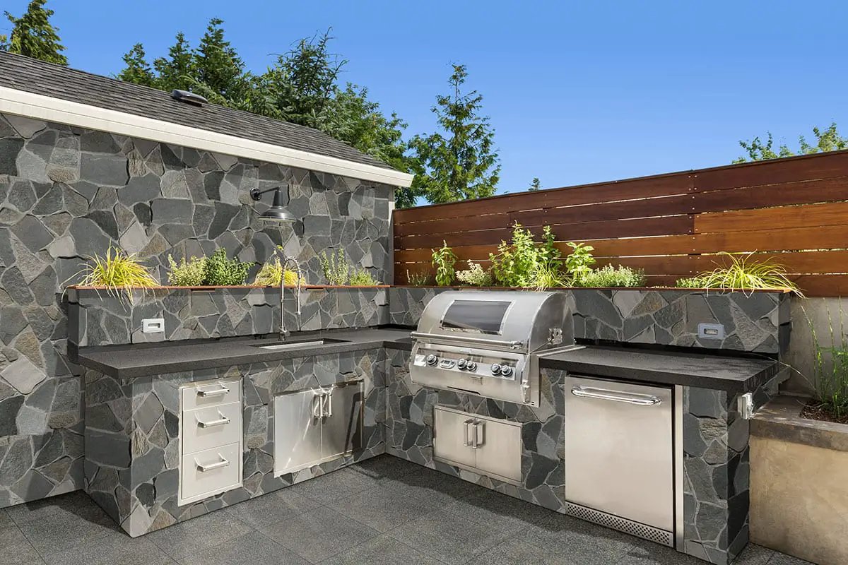 Gray Mist Granite Paver Flamed 12x24 1.25 inch in a finished room