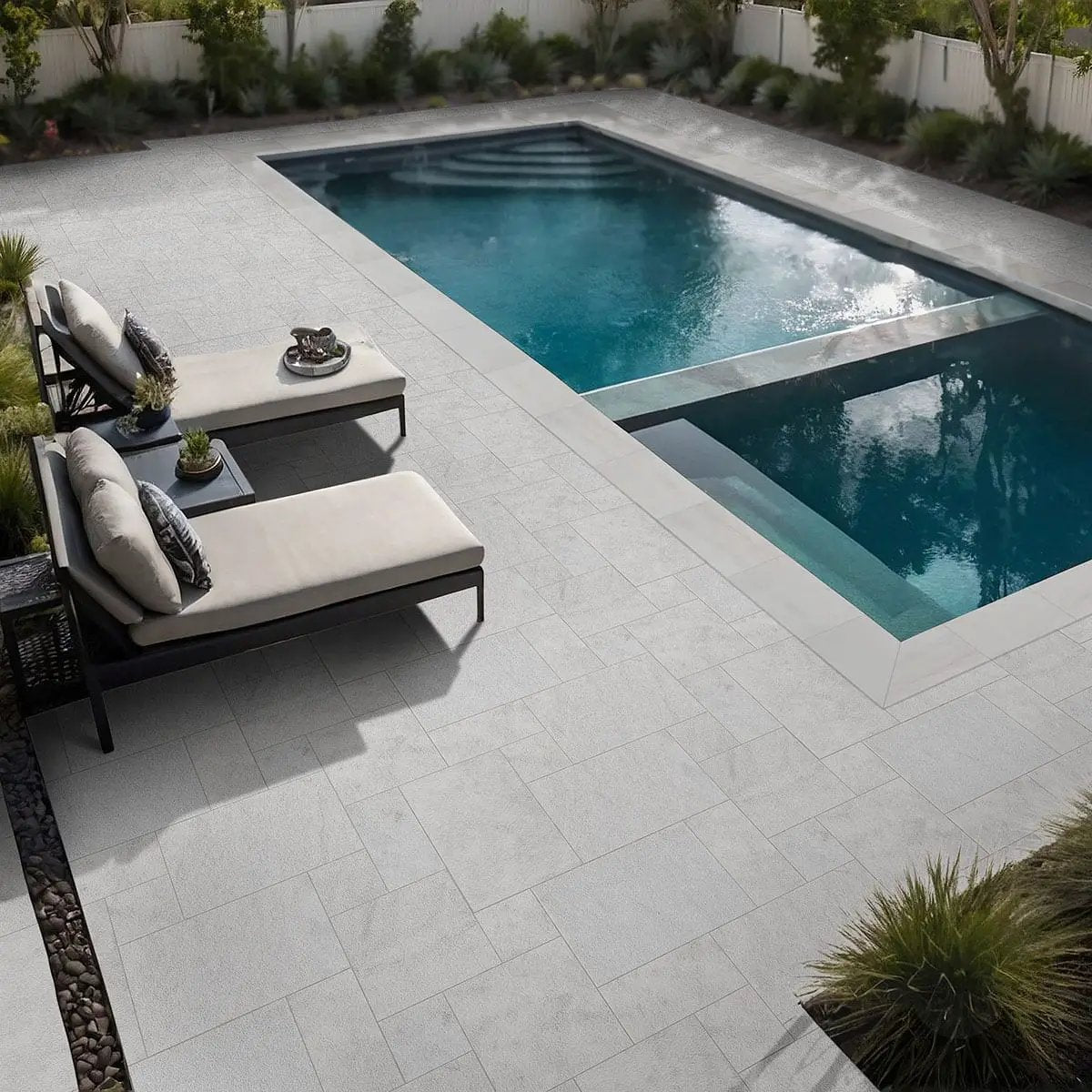 Crystal White Paver Sandblasted Marble in a finished room