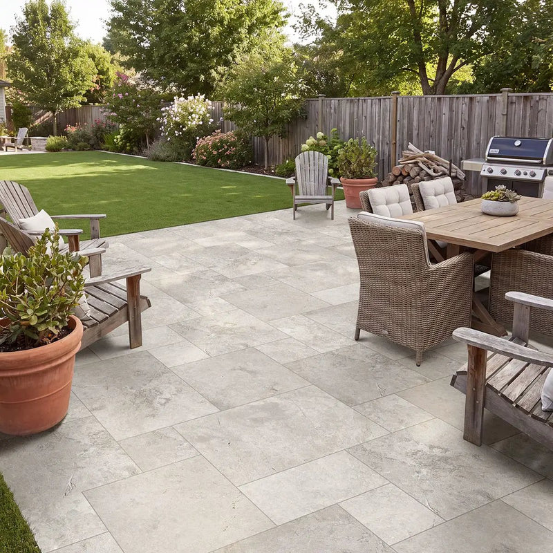 Tundra Gray Sandblasted Marble Pavers 24x24 by MSI Surfaces