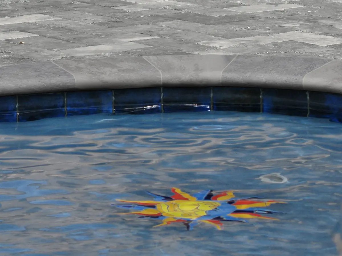 Argento Travertino Matte Porcelain Pool Copings 13x24 in a finished room
