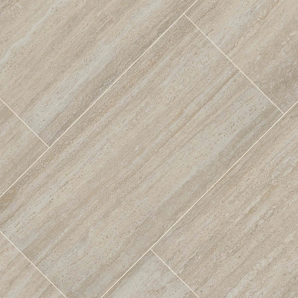 Cordova Avorio Matte Travertine Look Porcelain Pavers 24x48 angled view