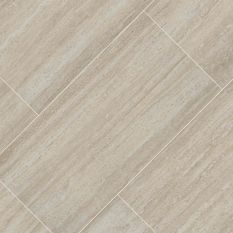 Cordova Avorio Matte Travertine Look Porcelain Pavers 24x48 angled view