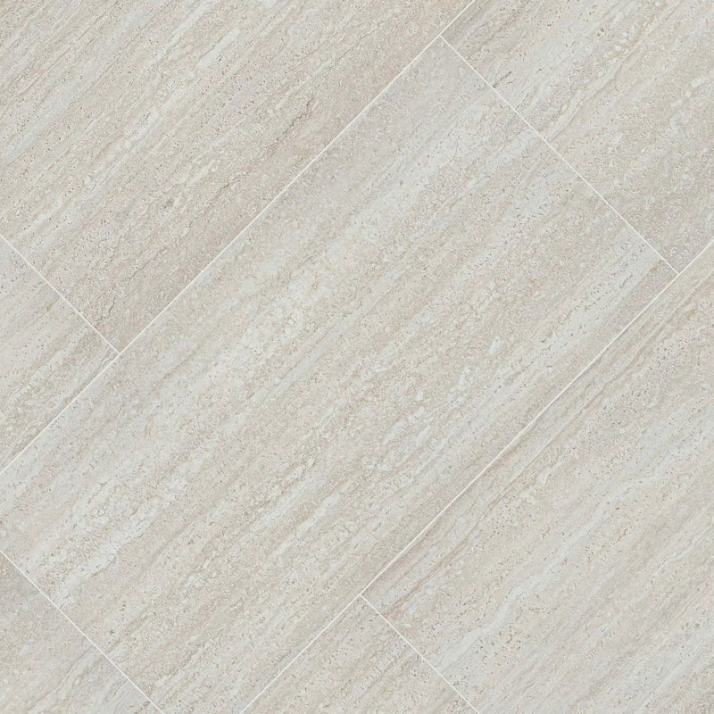 Cordova Lablanca Matte Travertine Look Porcelain Pavers 24x48 angled view