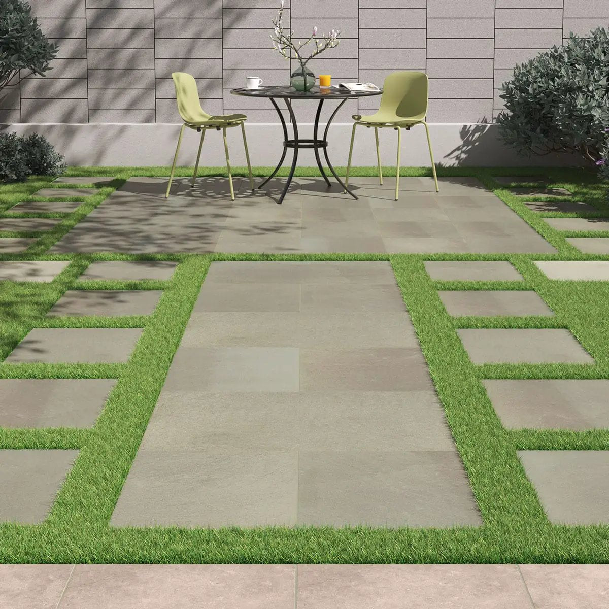 Full Range Bluestone Matte Porcelain Pavers in a finished room