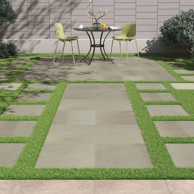 Full Range Bluestone Matte Porcelain Pavers in a finished room