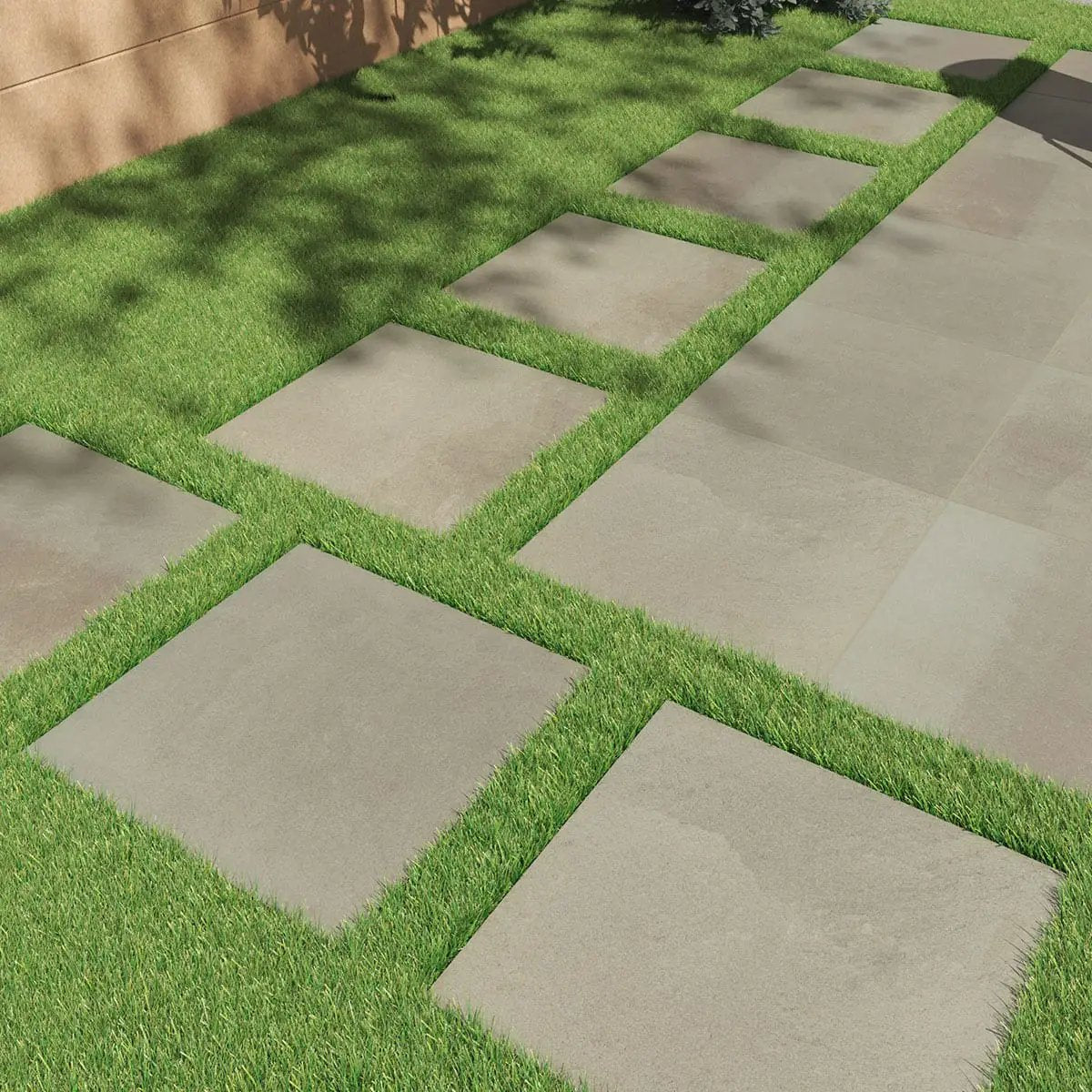 Full Range Bluestone Matte Porcelain Pavers 24x24 in a finished room