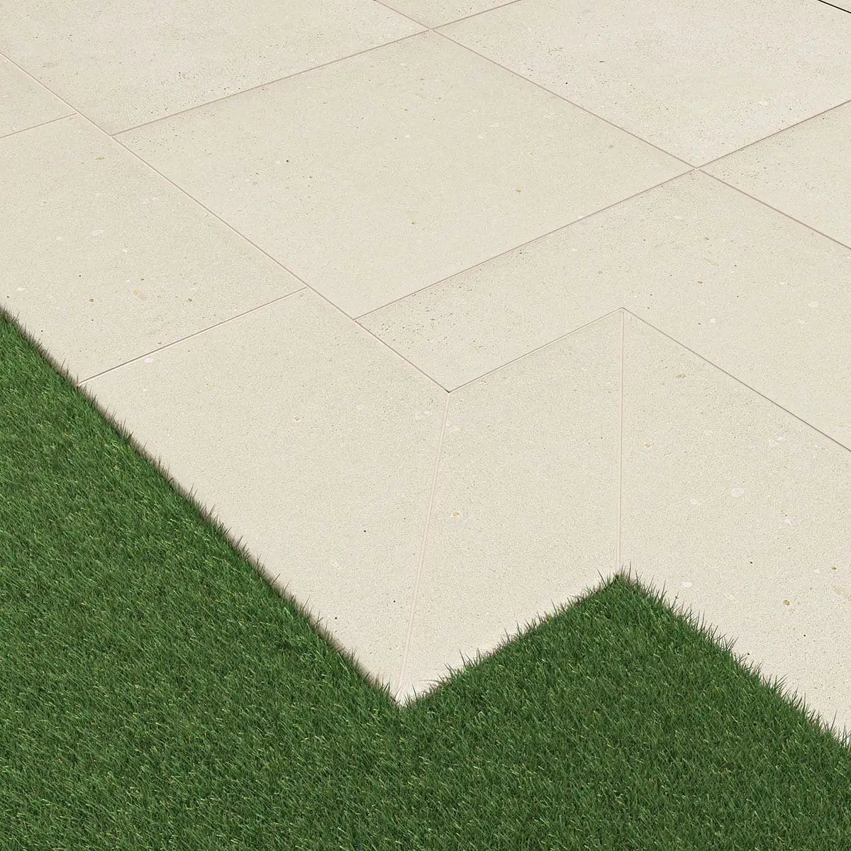 Gritzo Salt Matte Porcelain Pavers 24x48 in a finished room
