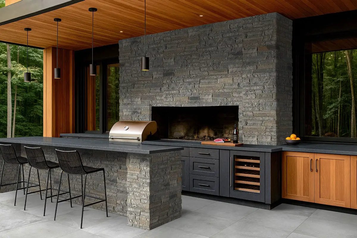 Nolitan Smoke Matte Porcelain Pavers 24x24 in a finished room