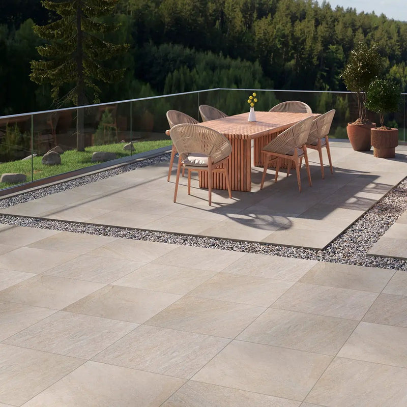Quartz Beige Matte Porcelain Pool Copings 13x24 in a finished room