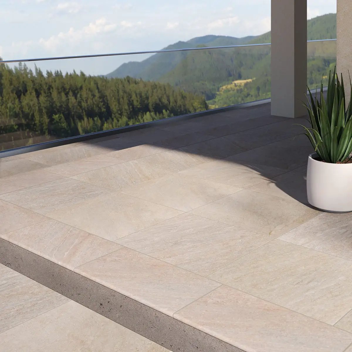 Quartz Beige Matte Porcelain Pavers 24x24 in a finished room