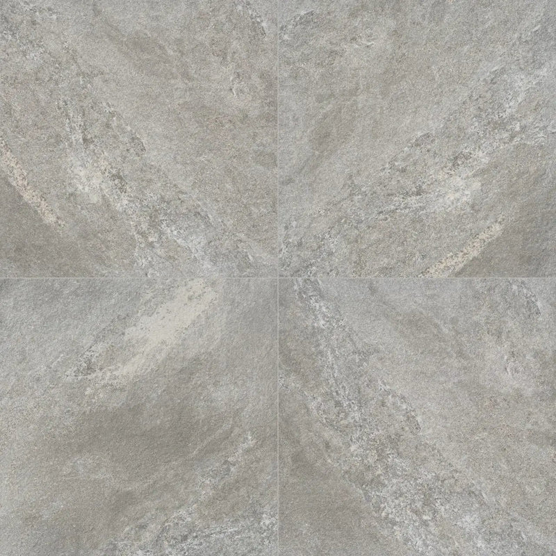 Quarzo Gray Matte Travertine Look Porcelain Pavers 24x48 close up
