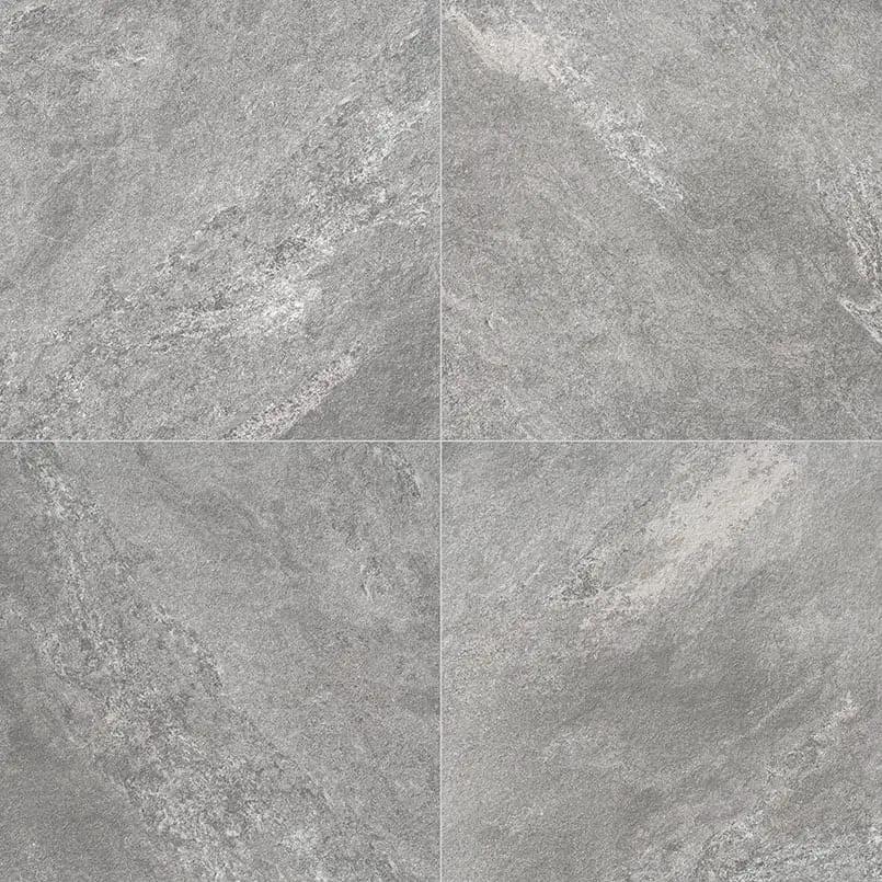 Quarzo Gray Matte Travertine Look Porcelain Pavers 24x24 close up