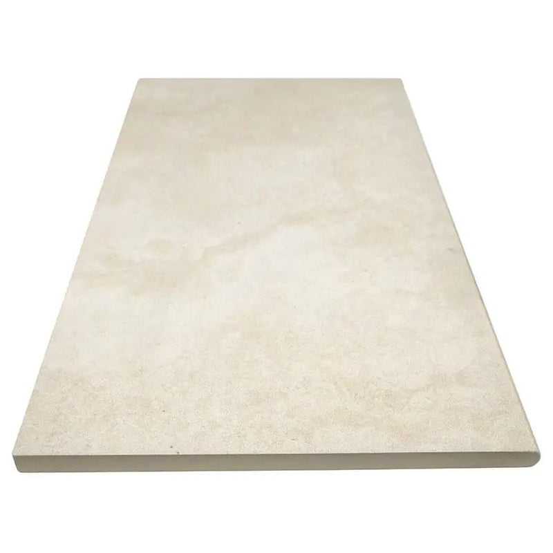 Tierra Ivory Matte Travertine Look Porcelain Pool Copings 13x24 angled view