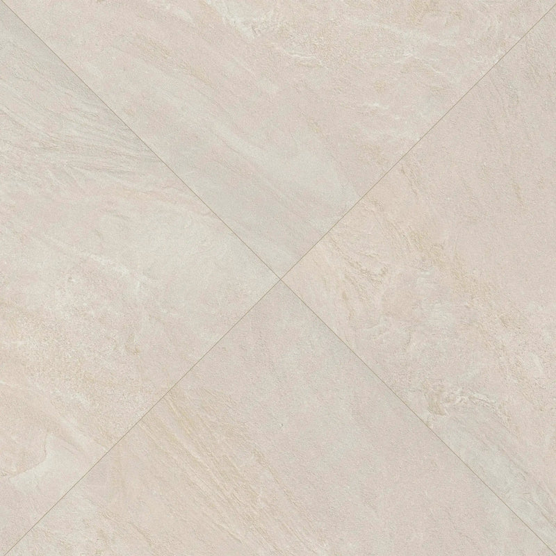 Vortexa Champagne Matte Porcelain Pavers 24x24 angled view