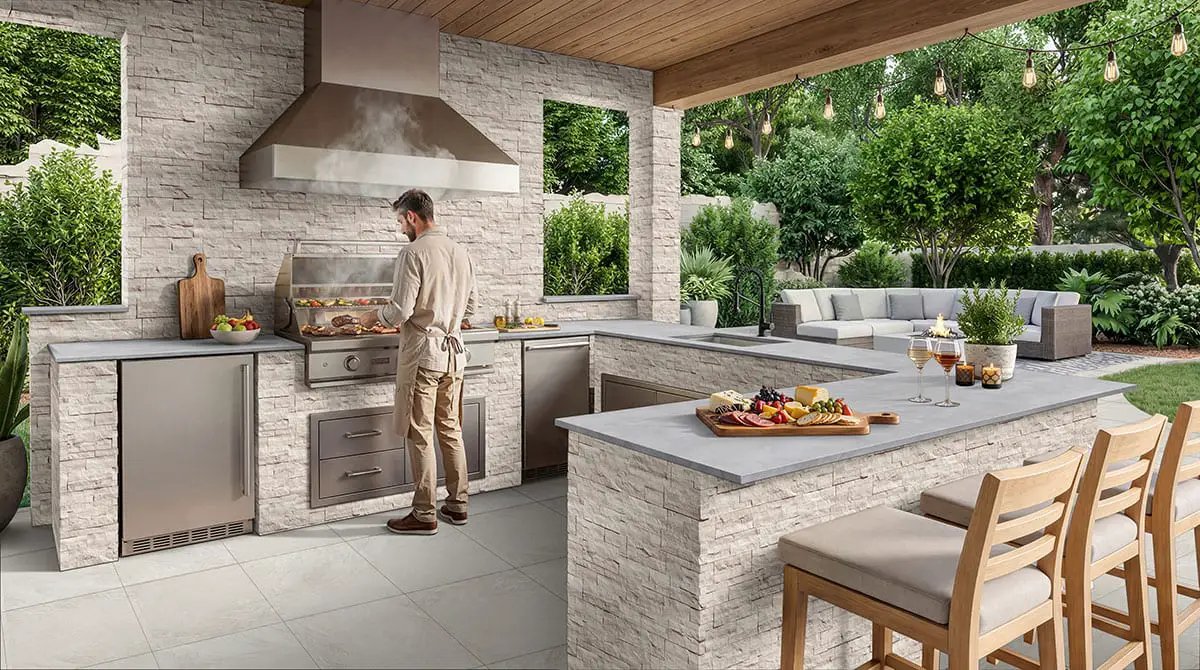 Vortexa Ivory Matte Porcelain Pavers 24x48 in a finished room