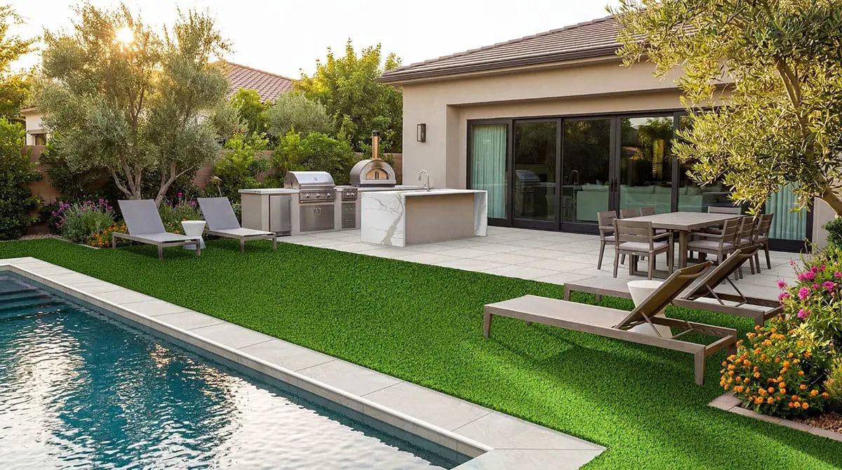 Vortexa Ivory Matte Porcelain Pool Copings 13x24 in a finished room