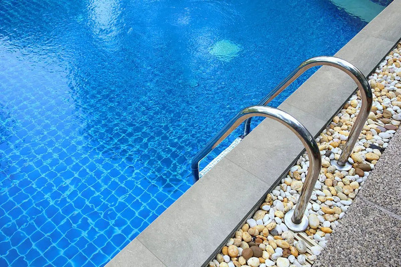 Vulkon Grey Matte Limestone Look Porcelain Pool Copings 13x24 in a finished room
