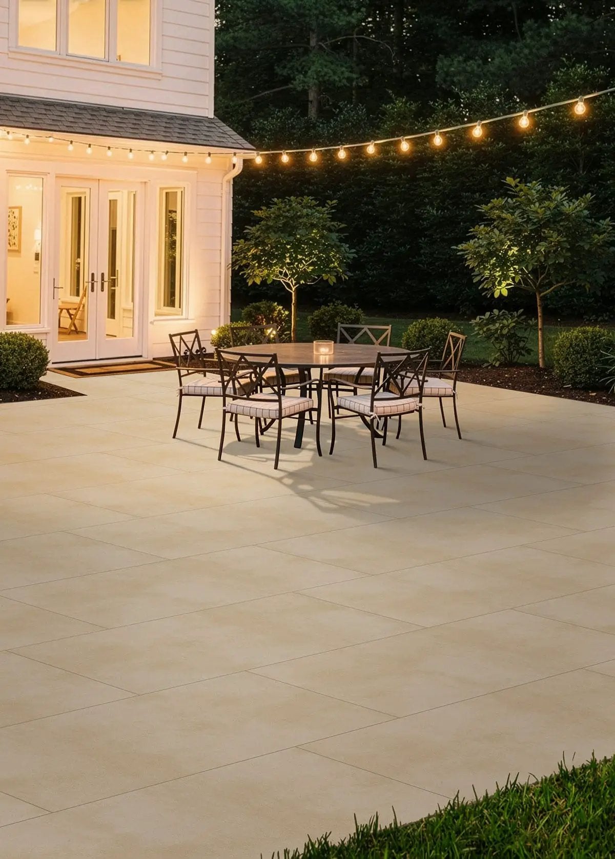 Zement Nacar Matte Porcelain Pavers 24x48 in a finished room