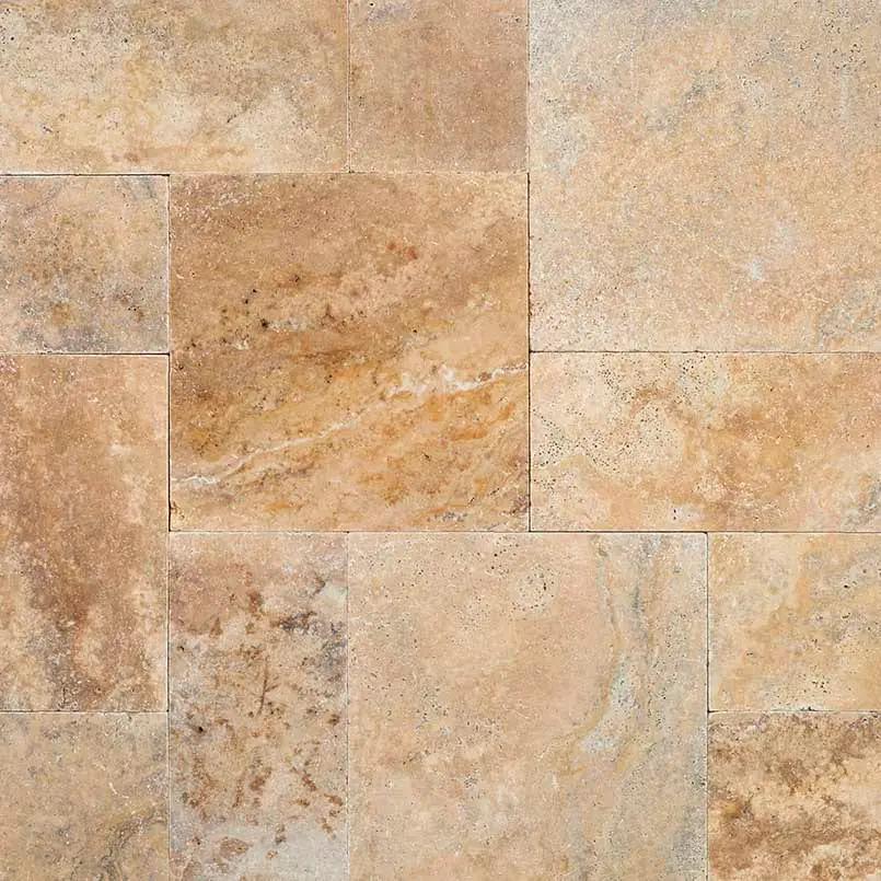 Tuscany Porcini Tumbled Pattern Travertine Pavers close up
