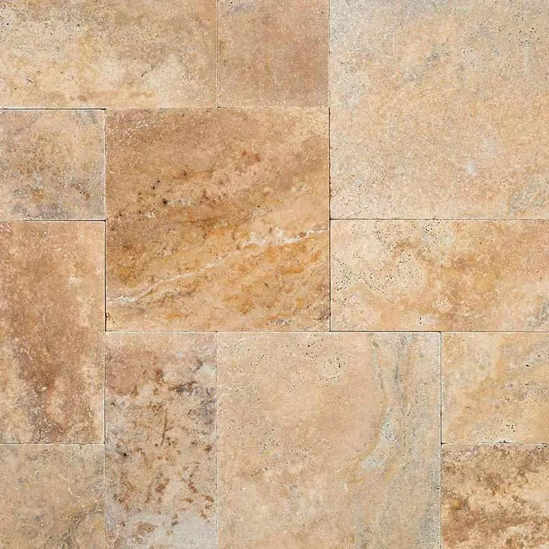 Tuscany Porcini Tumbled Pattern Travertine Pavers close up