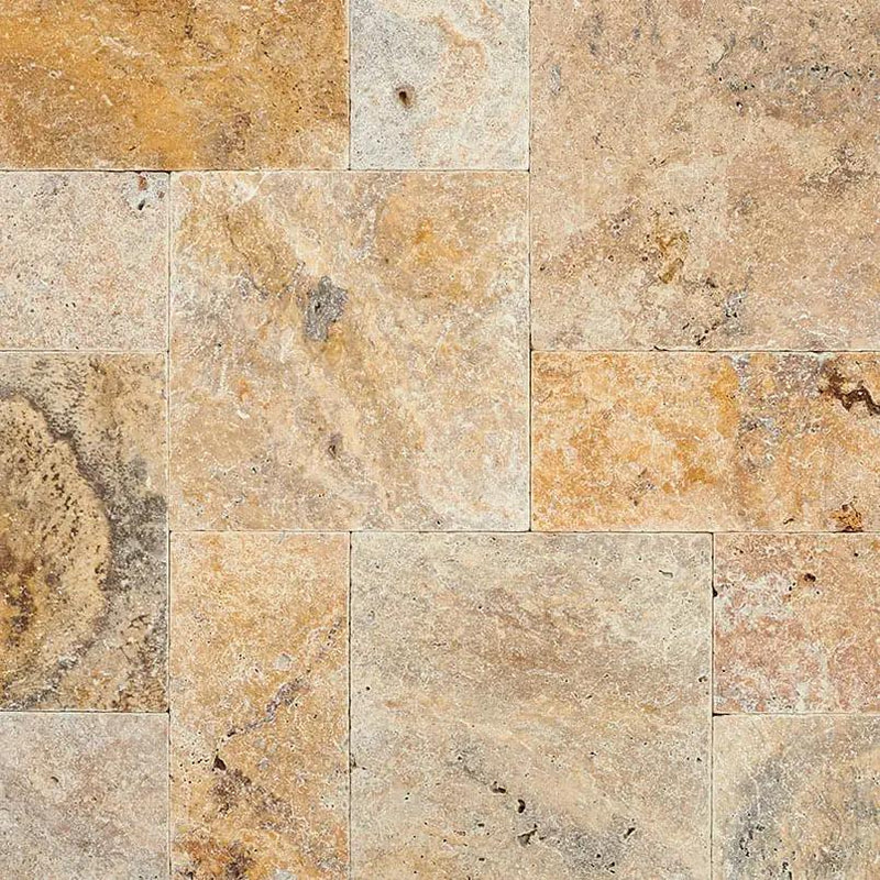 Tuscany Scabas Tumbled Pattern Travertine Pavers close up