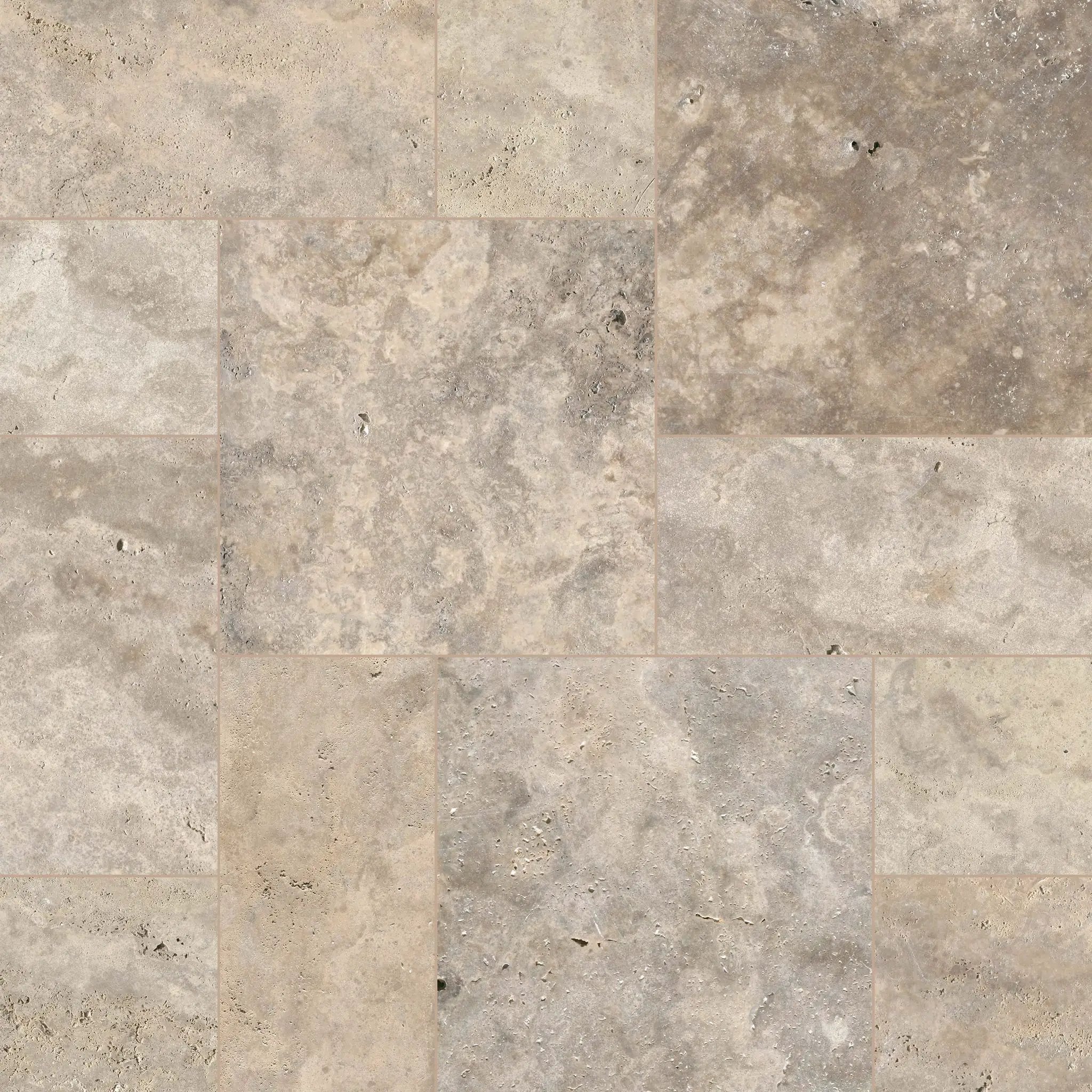 Silver Travertine Tumbled Pattern Pavers close up