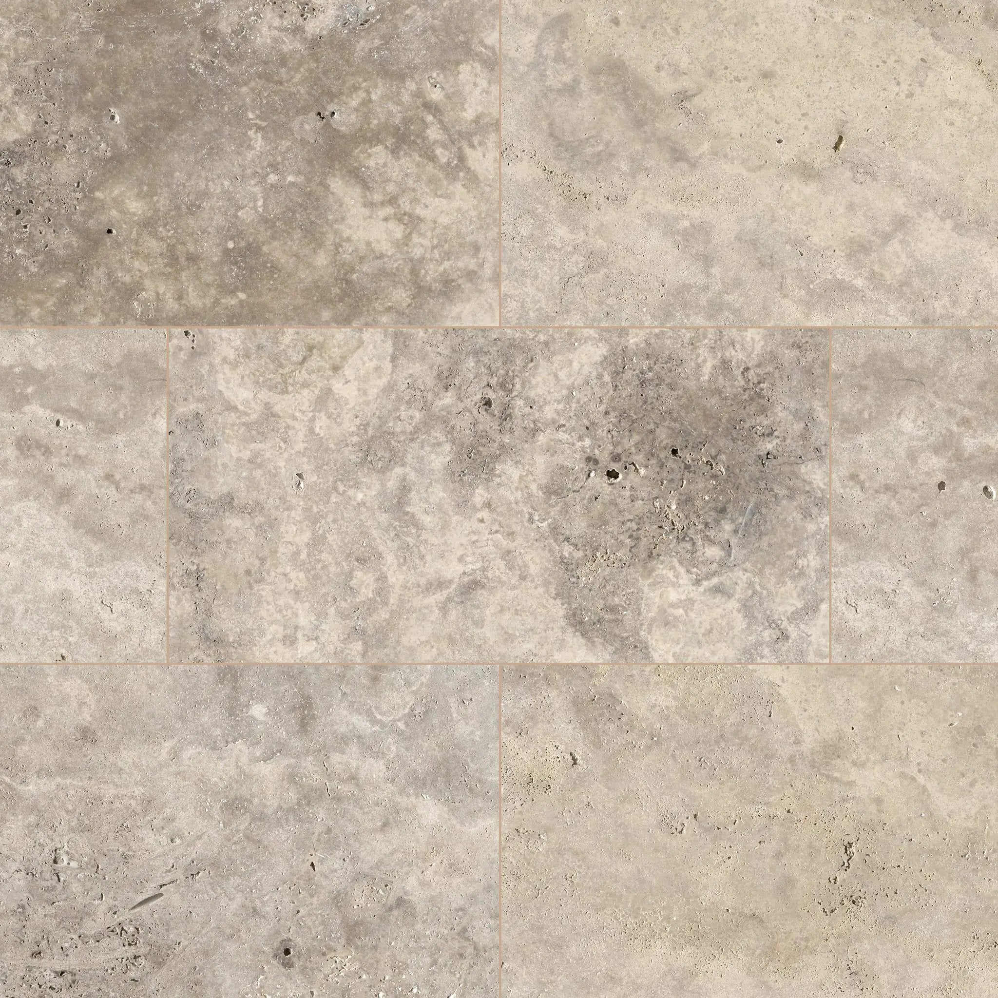 Silver Travertine Tumbled Pavers 16x24 close up