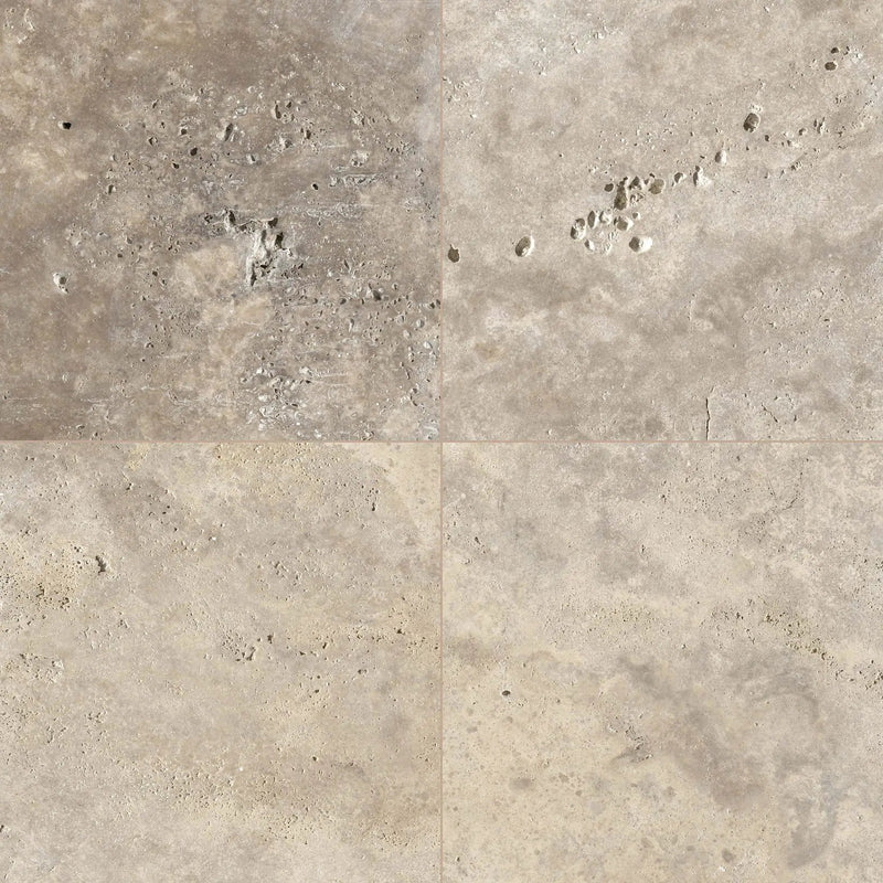 Silver Travertine Tumbled Pavers 24x24 close up